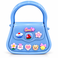 Cute Sky Blue Girls Handbag with Kawaii Cartoon Charms