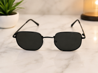 Minimalist Hexagonal Matte Black Metal Sunglasses