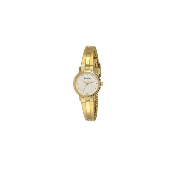 Sonata Quartz Analog Champagne Dial Gold Stainless Steel Strap Watch for Women - NT8096YM05