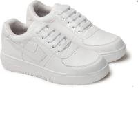 Men's All White Casual Lace-Up Sneakers |