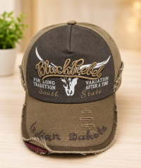 Unisex Black Rebel Vintage Distressed Baseball Cap