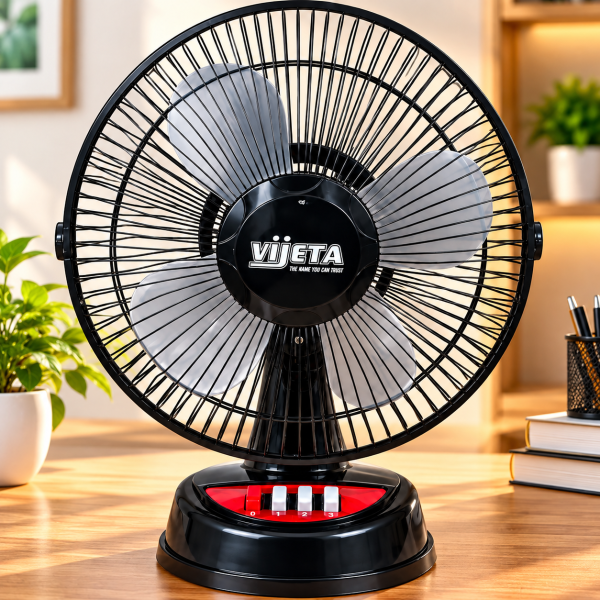 VIJETA High Speed Table Fan with 3 Speed Settings – Black