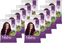Nisha Natural Henna Based Semi Permanent hair color 15 gm each Sachet Burgundy Red (Pack of 10) ,  Burgundy Red