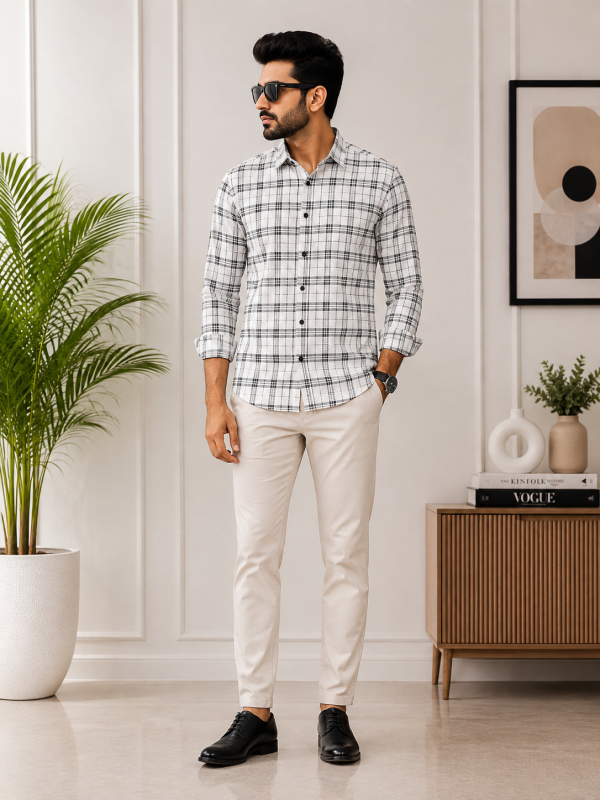 Men’s Full Sleeve Checked Casual Shirt – Stylish Regular Fit Shirt