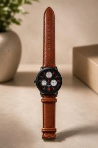 Luxury Brown Leather Analog Chronograph Watch