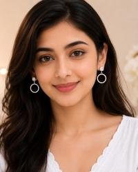 Rose Gold Crystal Hoop Drop Earrings for Women & Girls | Elegant Party Wear Earrings