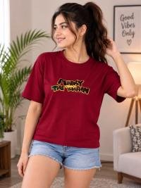 Women’s Pink Graphic Printed Crop Top | Half Sleeve Casual T-Shirt