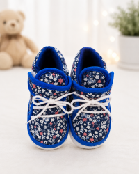 Baby Floral Print Prewalker Shoes for Boys & Girls | Soft Cotton First Walking Shoes | Blue