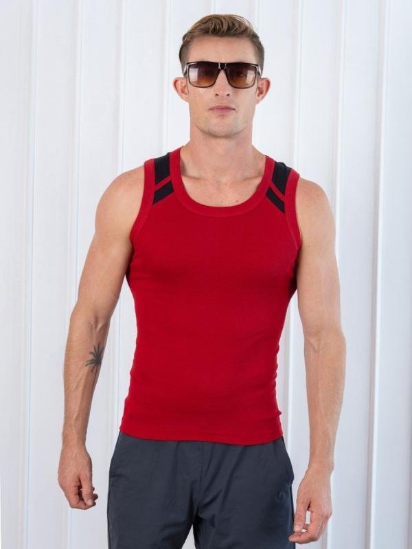 Xylo 888 RN Soft Pure 100% Combed Cotton Round Neck Sleeveless Gym Vest - Red