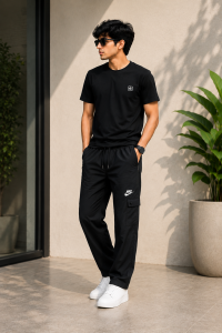 Nike Men's Relaxed Fit French Terry Cargo Trousers with Drawstring Elastic Waistband & Utility Pockets