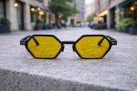 Luxury Hexagon Yellow Lens Sunglasses for Men & Women | Premium Black Frame UV Protection