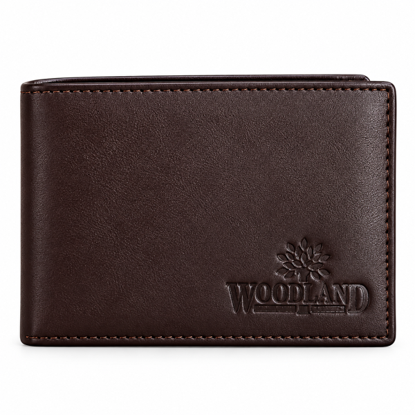 Woodland Premium Men’s Bi-Fold Wallet | Multiple Card Slots & Zip Pocket | Dark Brown