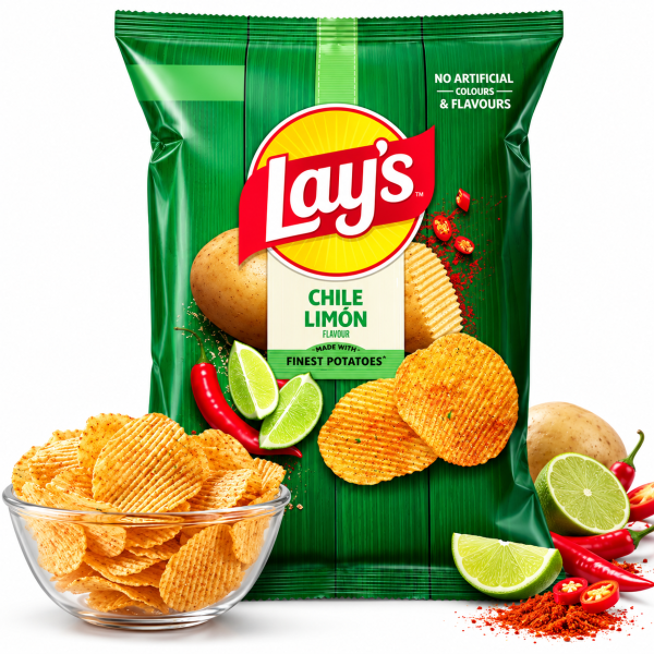 Lay’s Chile Lemon Flavour Potato Chips – Crispy & Tangy  52g