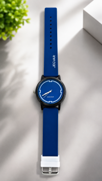 JEGVAR Blue Silicone Strap Analog Watch