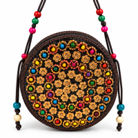 Handmade Multicolor Beaded Round Sling Bag for Women & Girls
