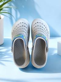 Men's Lightweight EVA Clogs | Breathable Slip-On Garden Clogs with Adjustable Heel Strap | Grey & Blue