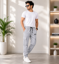 Men's Elastic Waist Cargo Jogger Pants with Drawstring & Cuffed Ankle