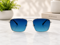 Polished Silver Double-Bridge Square Sunglasses