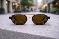 Premium Retro Hexagon Brown Sunglasses for Men & Women | UV400 Protection