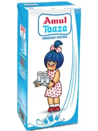 Amul Taaza Homogenised Toned Milk 200 ml
