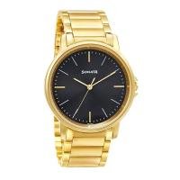 Sonata Essentials Quartz Analog Grey Dial Gold Stainless Steel Strap Watch for Men - NT77083YM04W
