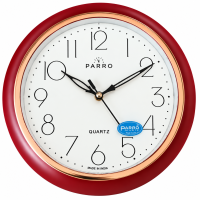 PARRO Premium Round Wall Clock with Rose Gold Border – Red & White Quartz Clock
