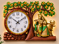 Premium Radha Krishna Tree Designer Wall Clock for Home Décor