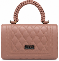Women’s Premium Brown Quilted Handbag with Braided Handle | Stylish PU Leather Hand & Shoulder Bag