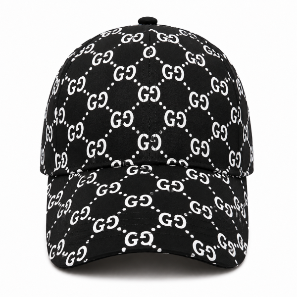 Men's Premium Black All-Over Monogram Print Baseball Cap | Adjustable Casual Sports Cap