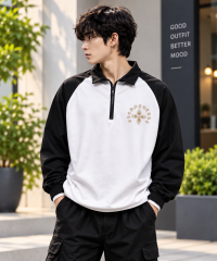 Men’s Stylish Half-Zip Raglan Sweatshirt | Trendy Casual Wear