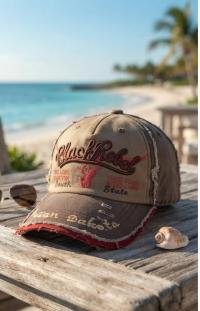 Men's Black Rebel Embroidered Vintage Adjustable Cotton Baseball Cap – Khak