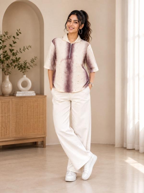 Women’s Stylish Abstract Print Half Sleeve Casual Top